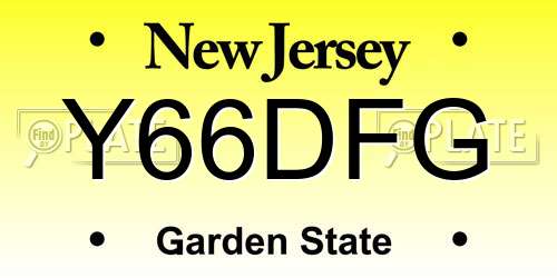 Y66DFG New Jersey License Plate