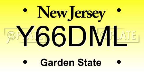 Y66DML New Jersey License Plate
