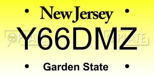 Y66DMZ New Jersey License Plate