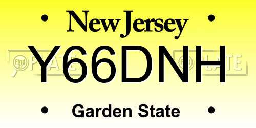 Y66DNH New Jersey License Plate