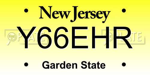 Y66EHR New Jersey License Plate