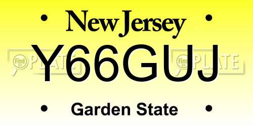 Y66GUJ New Jersey License Plate