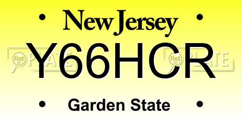 Y66HCR New Jersey License Plate