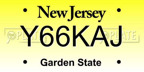 Y66KAJ New Jersey License Plate