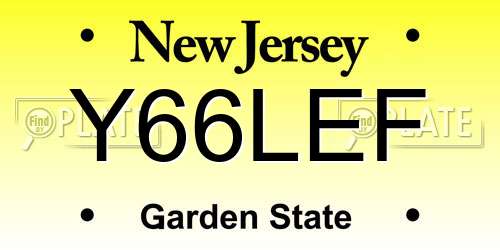Y66LEF New Jersey License Plate