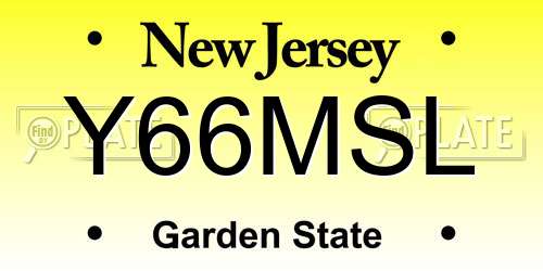 Y66MSL New Jersey License Plate