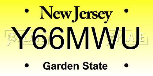 Y66MWU New Jersey License Plate
