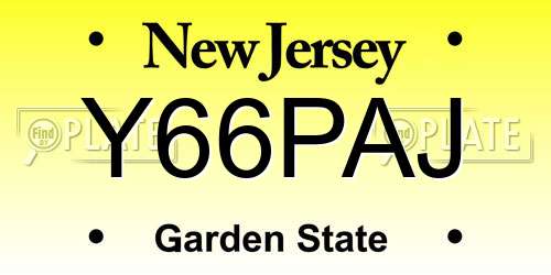 Y66PAJ New Jersey License Plate