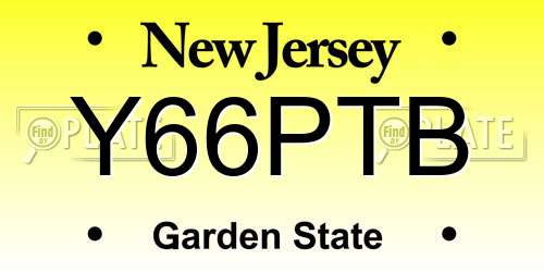 Y66PTB New Jersey License Plate