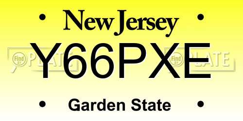 Y66PXE New Jersey License Plate