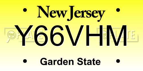 Y66VHM New Jersey License Plate