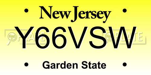 Y66VSW New Jersey License Plate