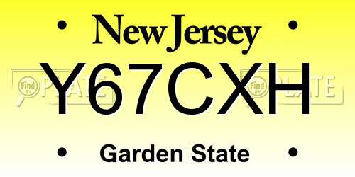 Y67CXH New Jersey License Plate