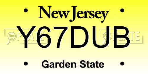 Y67DUB New Jersey License Plate