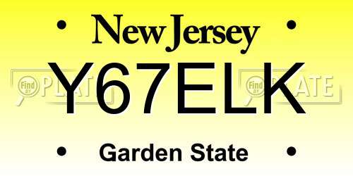 Y67ELK New Jersey License Plate