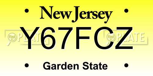 Y67FCZ New Jersey License Plate