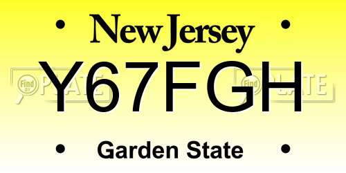 Y67FGH New Jersey License Plate