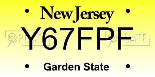 Y67FPF New Jersey License Plate