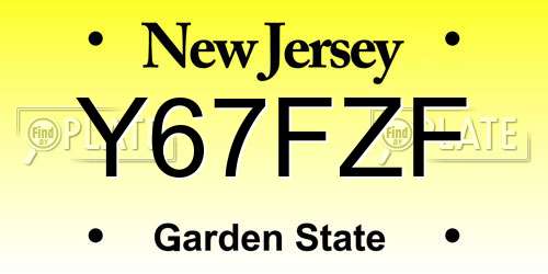Y67FZF New Jersey License Plate