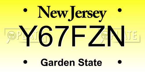 Y67FZN New Jersey License Plate