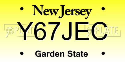 Y67JEC New Jersey License Plate