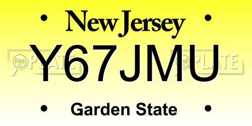 Y67JMU New Jersey License Plate