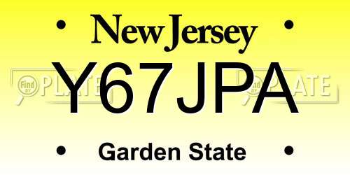 Y67JPA New Jersey License Plate