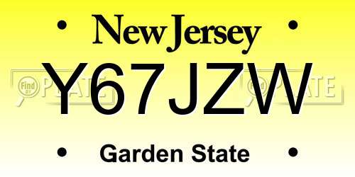 Y67JZW New Jersey License Plate