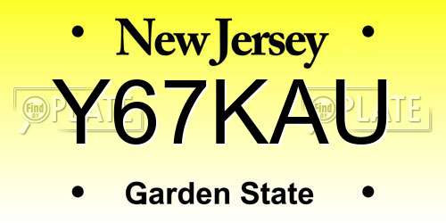 Y67KAU New Jersey License Plate