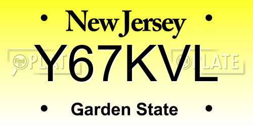 Y67KVL New Jersey License Plate