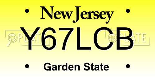 Y67LCB New Jersey License Plate