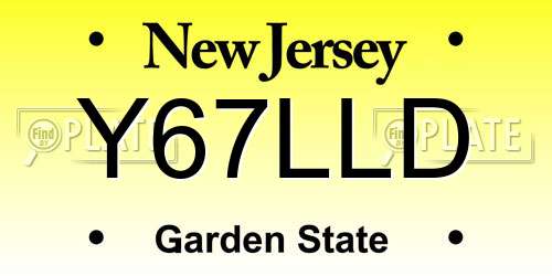 Y67LLD New Jersey License Plate