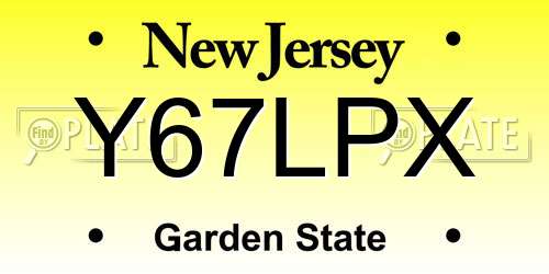 Y67LPX New Jersey License Plate
