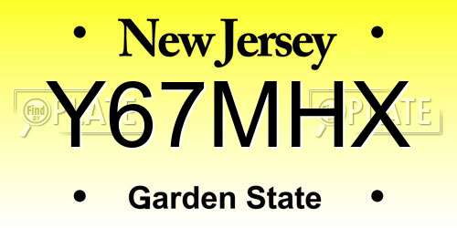 Y67MHX New Jersey License Plate