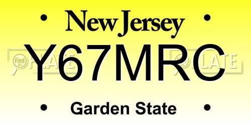 Y67MRC New Jersey License Plate