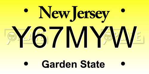 Y67MYW New Jersey License Plate
