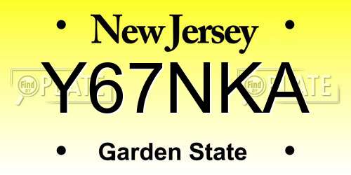 Y67NKA New Jersey License Plate