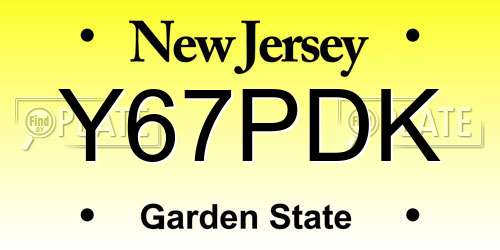 Y67PDK New Jersey License Plate