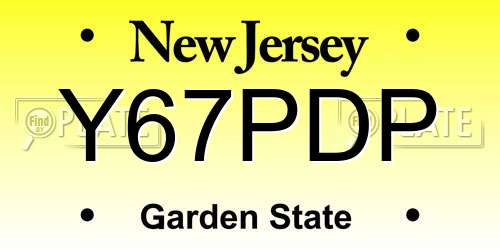 Y67PDP New Jersey License Plate
