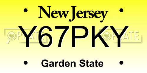 Y67PKY New Jersey License Plate