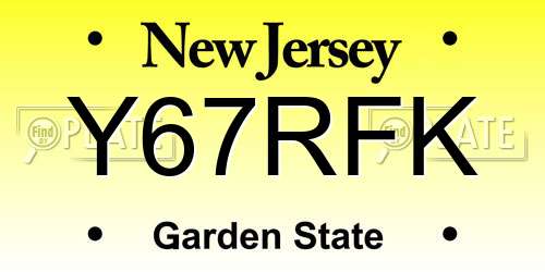 Y67RFK New Jersey License Plate