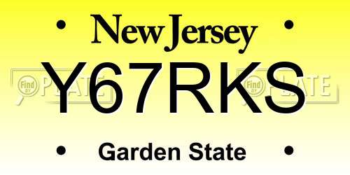 Y67RKS New Jersey License Plate
