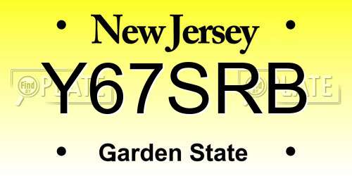 Y67SRB New Jersey License Plate