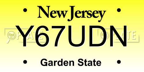 Y67UDN New Jersey License Plate