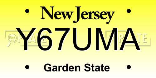 Y67UMA New Jersey License Plate