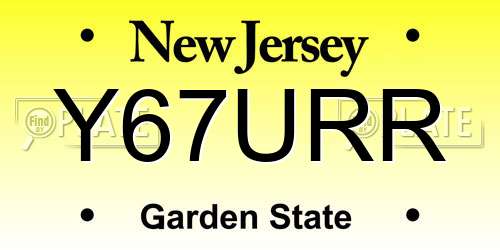 Y67URR New Jersey License Plate