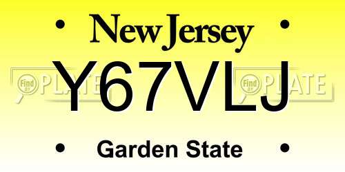 Y67VLJ New Jersey License Plate