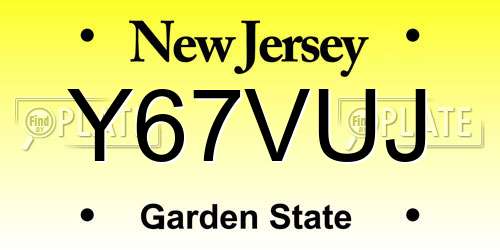 Y67VUJ New Jersey License Plate