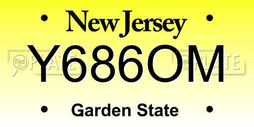 Y686OM New Jersey License Plate