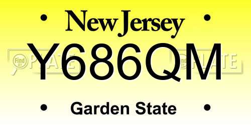 Y686QM New Jersey License Plate